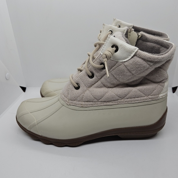 Sperry Syren Gulf wool blend quilted duck boots in Oat Cream 8.5 - Picture 3 of 10